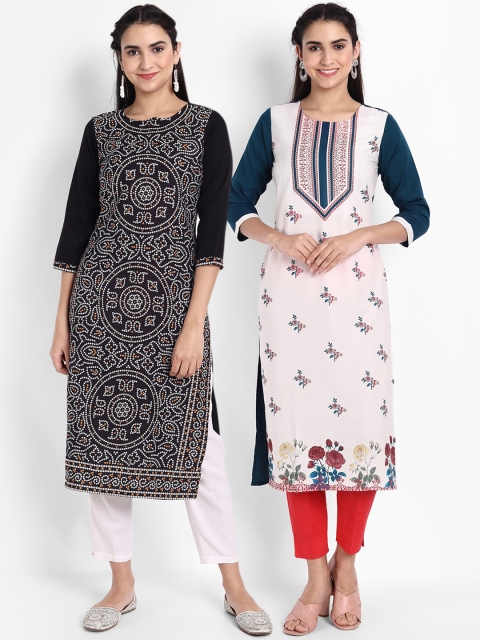

Ethnic basket Women Pack of 2 Printed Crepe Kurta, Multi