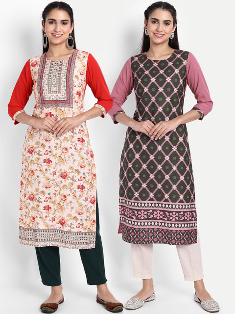 

Ethnic basket Women Pack Of 2 Digital Print Straight Kurta, Multi