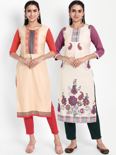 

Ethnic basket Women Pack Of 2 Kurtas, Cream