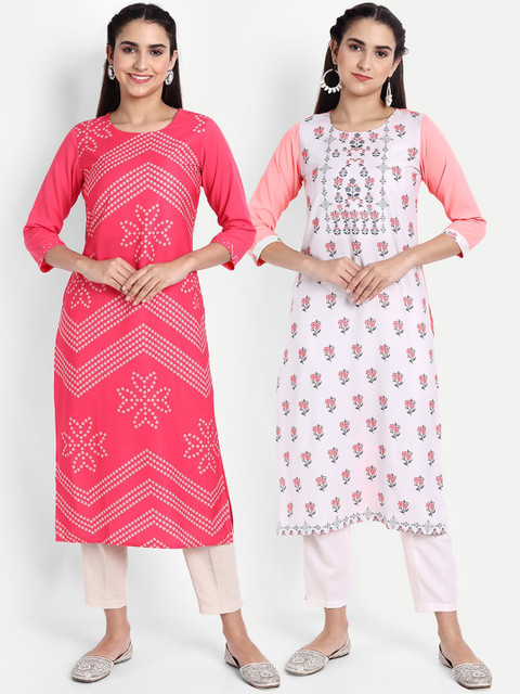 

Ethnic basket Women Set of 2 Ethnic Motifs Printed Crepe Kurta, Multi