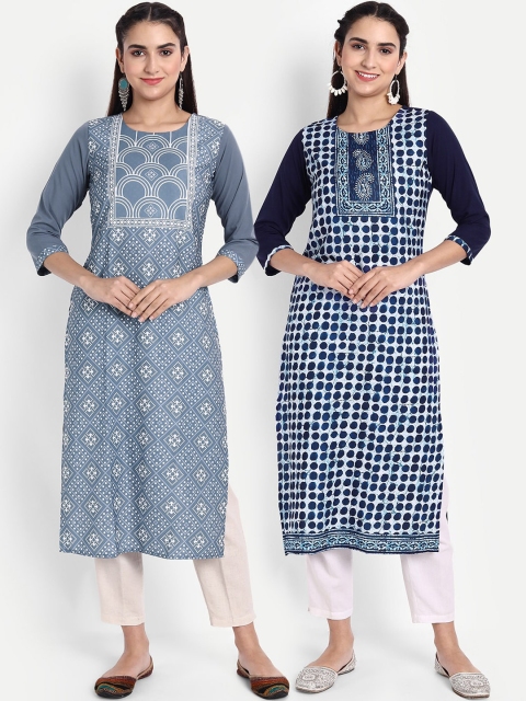 

Ethnic basket Women Pack Of 2 Kurtas, Blue