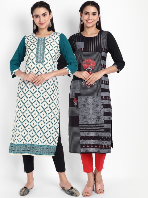 

Ethnic basket Women Pack of 2 Printed Crepe Kurta, Multi