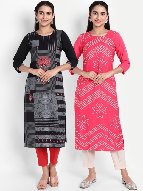

Ethnic basket Women Set of 2 Ethnic Motifs Printed Crepe Kurta, Multi