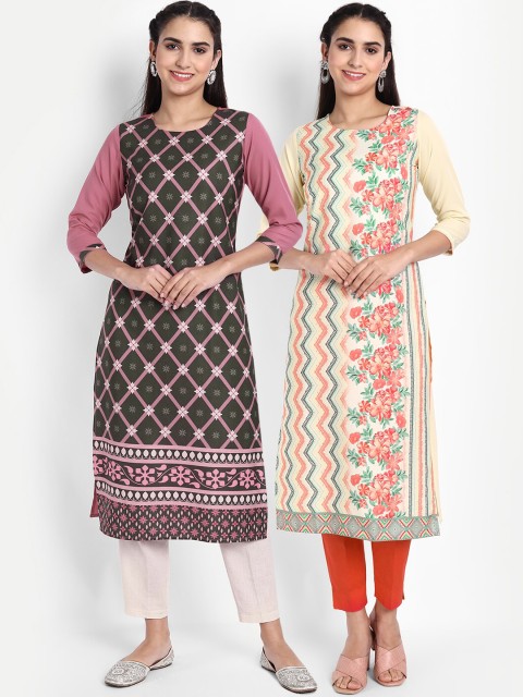 

Ethnic basket Women Pack Of 2 Digital Print Straight Kurta, Multi