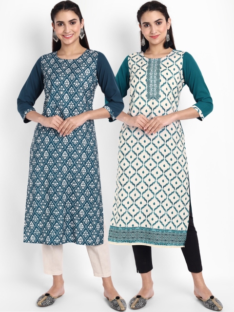 

Ethnic basket Women Pack Of 2 Kurtas, Blue