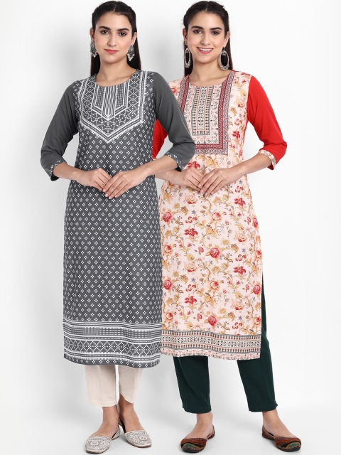 

Ethnic basket Women Pack Of 2 Kurtas, Red
