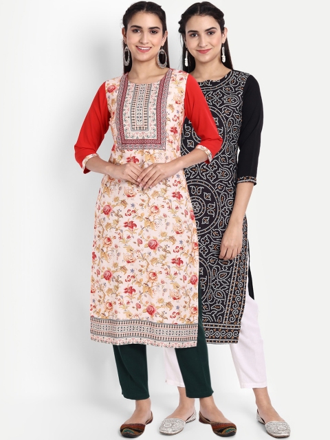 

Ethnic basket Women Pack Of 2 Digital Print Straight Kurta, Multi