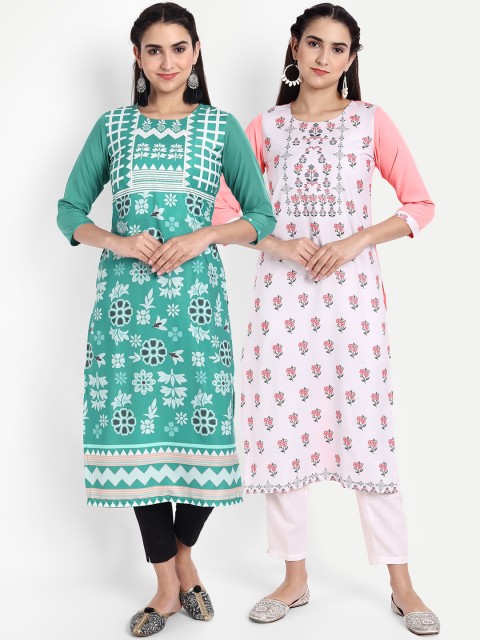 

Ethnic basket Women Pack of 2 Printed Crepe Kurta, Multi