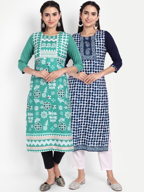 

Ethnic basket Women Set of 2 Ethnic Motifs Printed Crepe Kurta, Multi