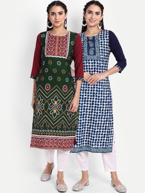 

Ethnic basket Women Pack of 2 Printed Crepe Kurta, Multi