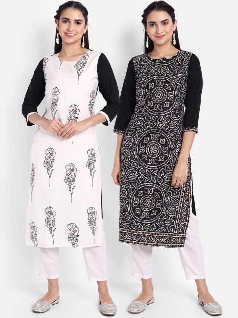 

Ethnic basket Women Set of 2 Ethnic Motifs Printed Crepe Kurta, Multi