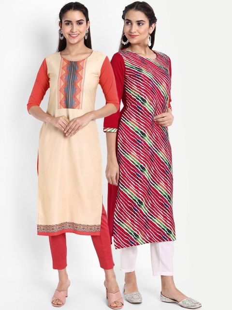 

Ethnic basket Pack of 2 Women Ethnic Motifs Printed Crepe Kurta, Multi