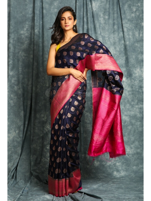 

Charukriti Blue & Magenta Woven Design Handloom Saree