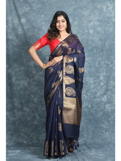 

Charukriti Grey & Gold Woven Design Silk Blend Handloom Saree