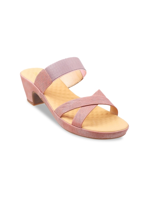 

Metro Peach Embellished Open Toe Block Sandals