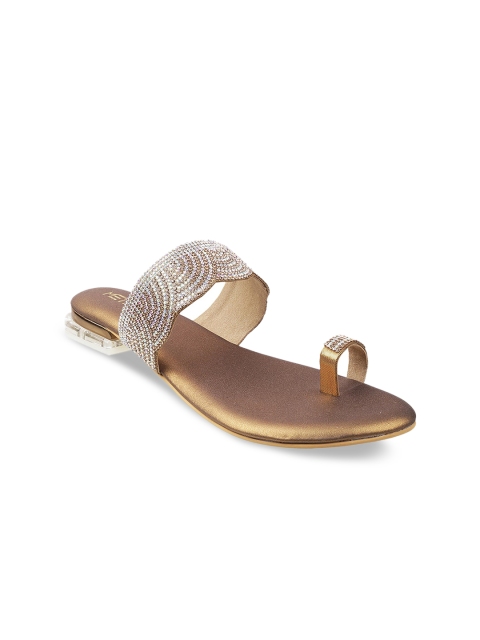 

Metro Women Gold & Silver-Toned Embellished One Toe Flats