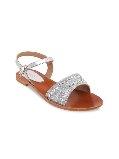 

Metro Women Silver Embellished Open Toe Flats