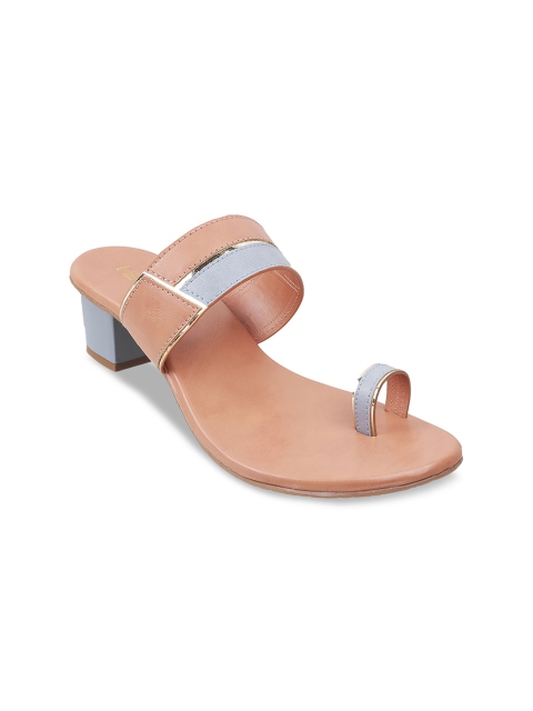 

Metro Women Peach Embellished Open Toe Block Sandals