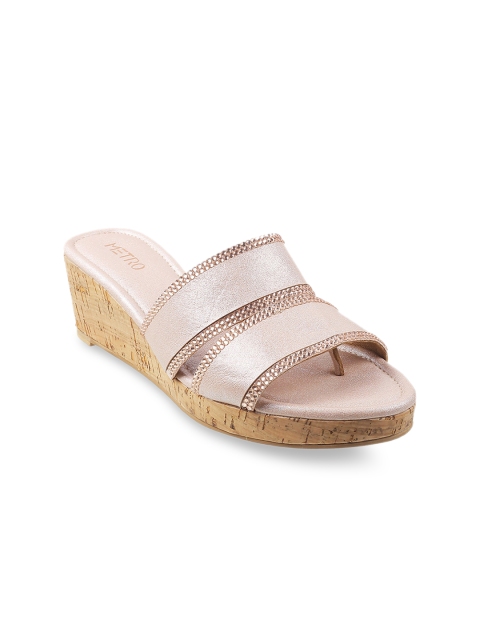 

Metro Rose Gold Embellished Wedges