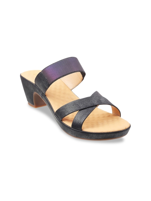 

Metro Black Block Heels with Buckles