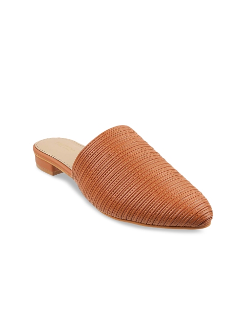 

Metro Women Tan Brown Textured Mules Flats