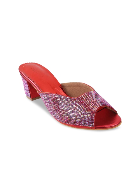 

Metro Red Embellished Block Peep Toes