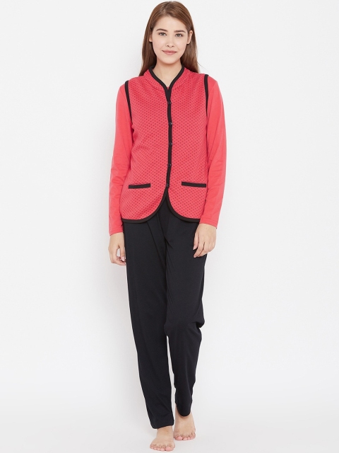 

Kanvin Women Red & Black Printed Night Suit