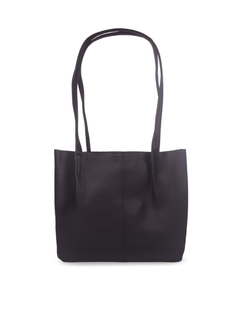 

Bagkok Black PU Shopper Handheld Bag with Fringed