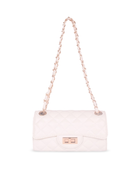 

Bagkok White Textured PU Structured Shoulder Bag with Quilted