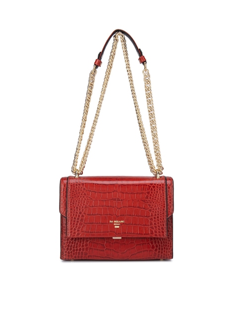 

Da Milano Red Textured Leather Structured Satchel
