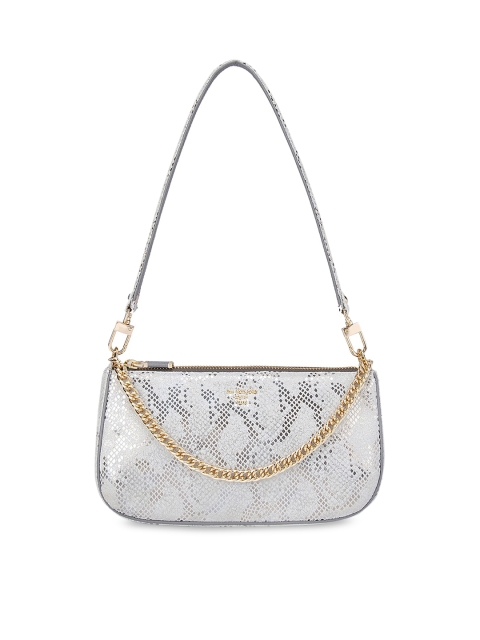 

Da Milano White Embellished Leather Structured Handheld Bag