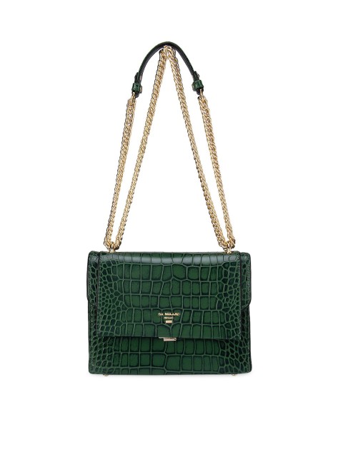

Da Milano Green Animal Textured Leather Structured Sling Bag
