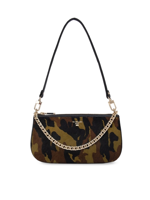

Da Milano Green Embellished Leather Structured Sling Bag