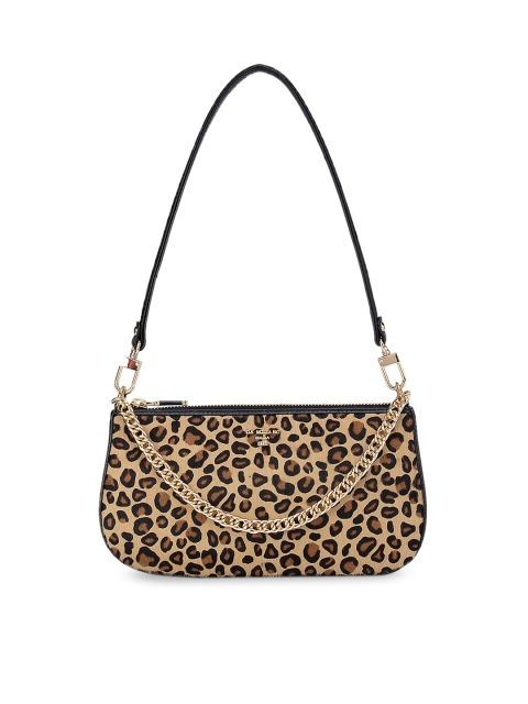 

Da Milano Beige Animal Printed Leather Structured Sling Bag