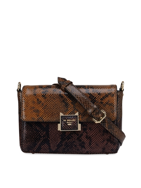 

Da Milano Brown Animal Textured Leather Structured Satchel