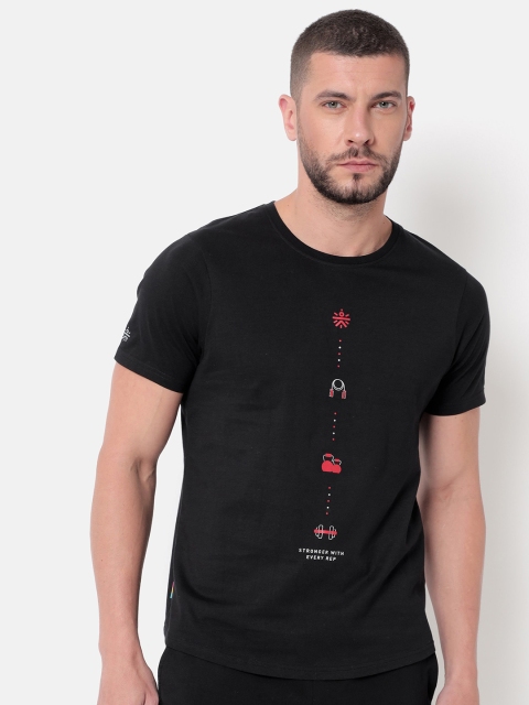 

Cultsport Men Black Printed Running T-shirt