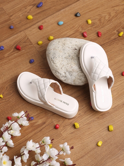 

Bruno Manetti Women White PU Comfort Sandals