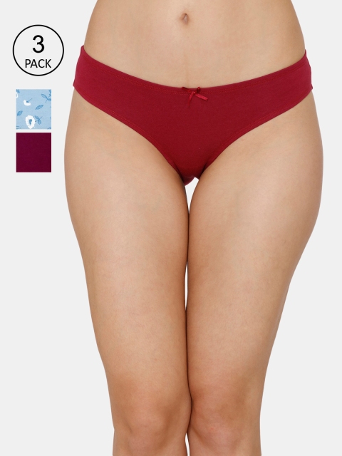 

Zivame Blue & Red Pack Of 3 Full Coverage Bikini Briefs