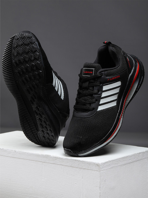 

ABROS Men Black & White Mesh Lace-Up Running Shoes