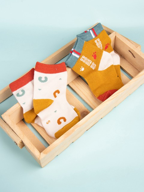 

Arendelle Unisex Kids Set of 2 Above Ankle Length Cotton Socks, Multi
