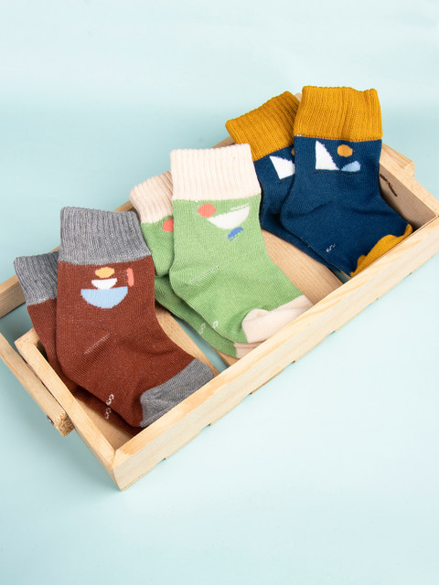 

Arendelle Kids Pack Of 3 Cotton Above Ankle Length Socks, Brown