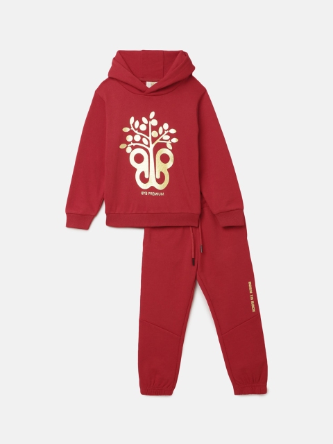 

BYB PREMIUM Boys Red Solid Relaxed-Fit Joggers