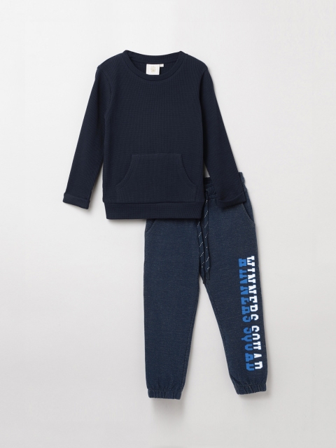 

BYB PREMIUM Boys Navy Blue Solid Relaxed-Fit Joggers