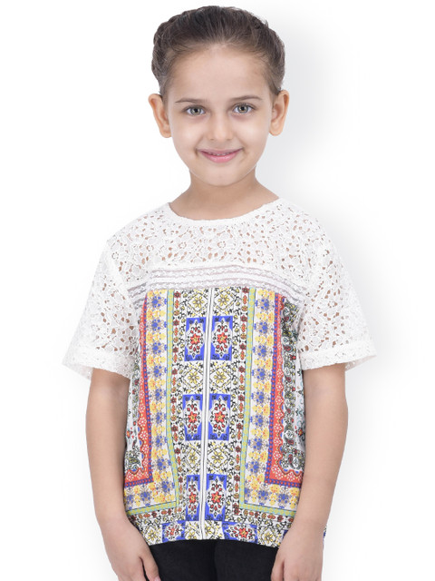 

Oxolloxo Girls White Printed Regular Top
