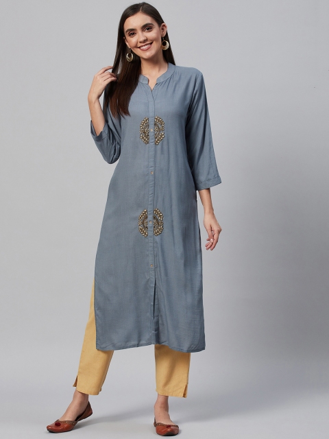 

HIGHLIGHT FASHION EXPORT Women Blue Solid Kurta