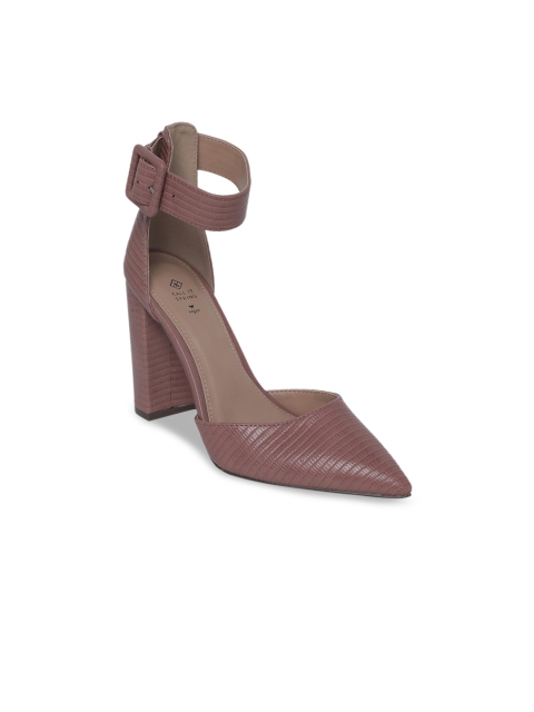 

Call It Spring Beige Textured Block Heels with Buckles