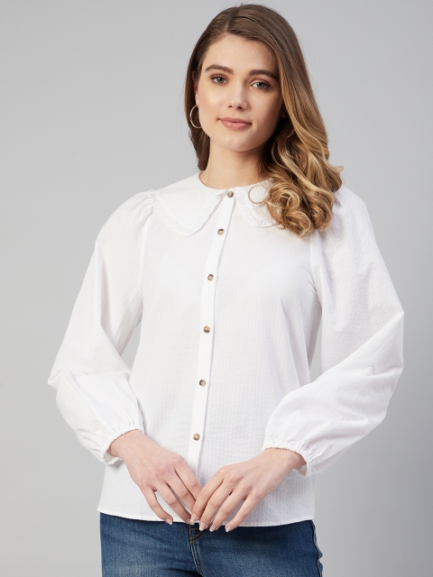 

Marks & Spencer Women White Solid Peter Pan Collar Top