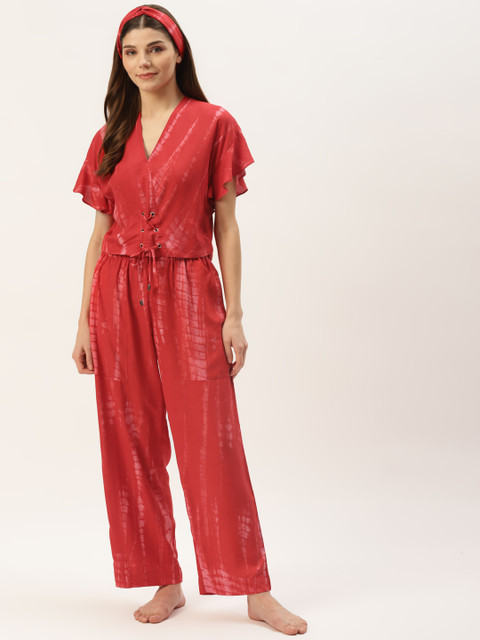 

DREAMSS BY SHILPA SHETTY Women Red Printed Night suit
