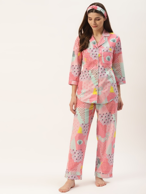 

DREAMSS BY SHILPA SHETTY Women Pink Printed Night suit
