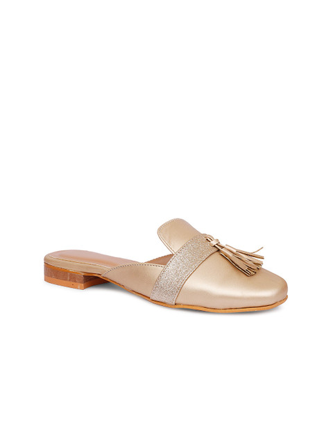 

Sanhose Women Gold-Toned Mules with Tassels Flats